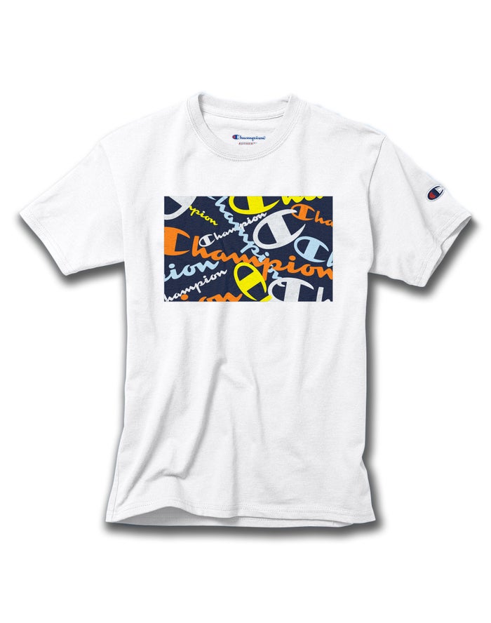 Champion Cotton Scattered Logos T-Shirt Meisjes - Wit - Belgie 0912DJBFZ